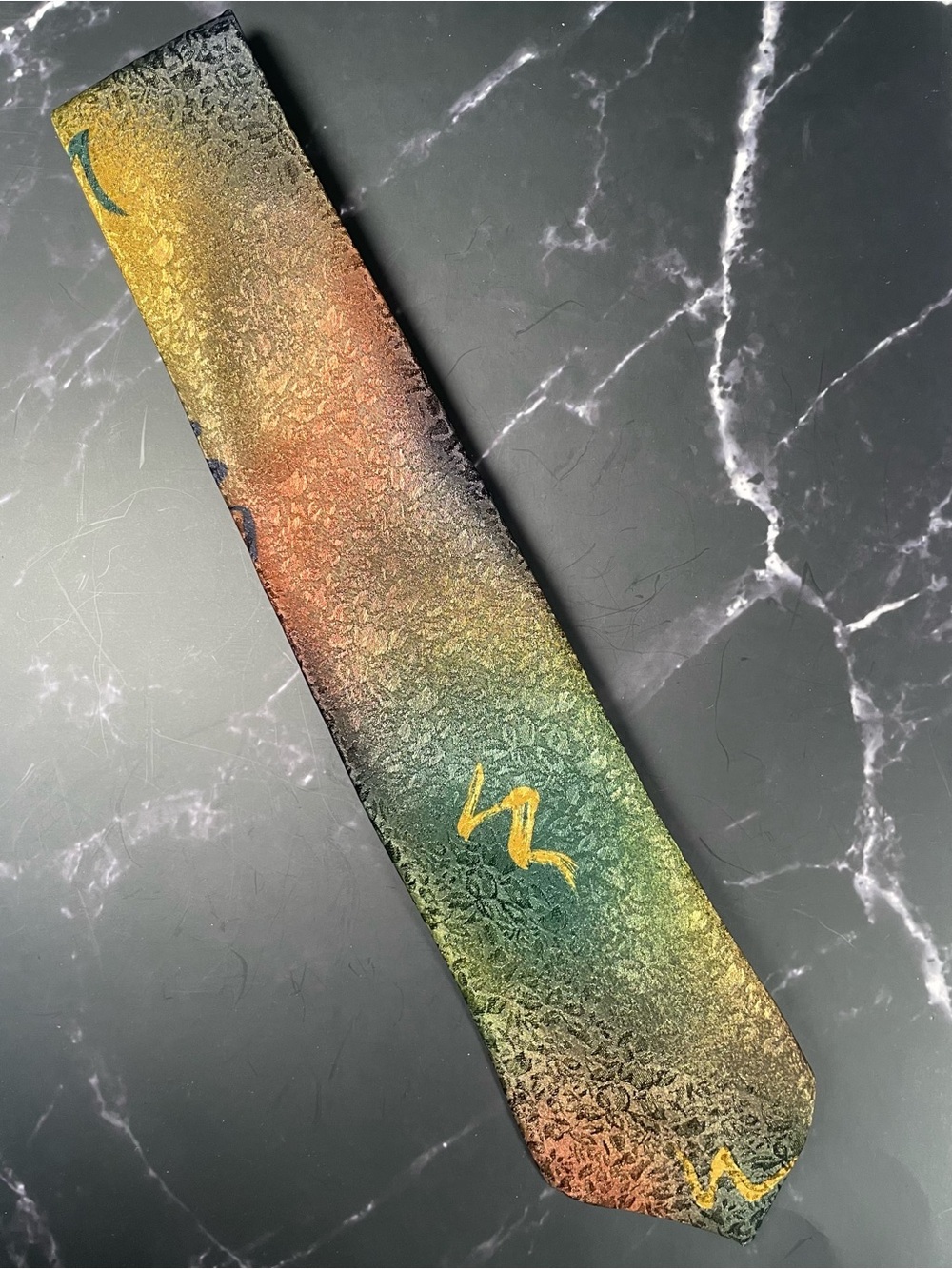 VTG NWT Policy Abstract Geometric Multi-Color Metallic Men's Necktie 1990s